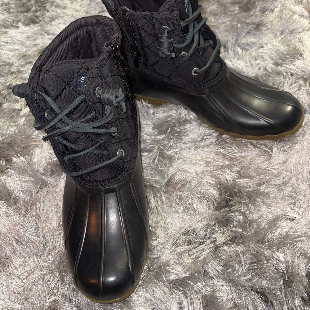 Sperry Girls Youth Top-Sider Saltwater Duck Boot Black Size 3M NEW TK163618 - Picture 1 of 6